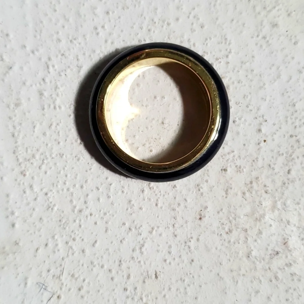 Black Jade Spinner Ring Yellow Gold Vermeil Sterling Silver